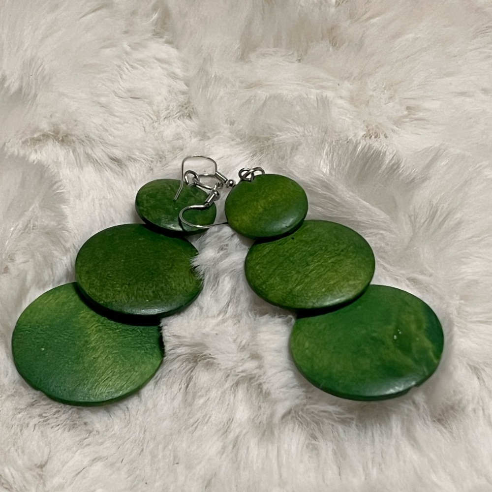 Chic Green Layered Earrings